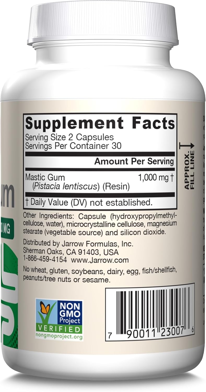 Jarrow Formulas Mastic Gum 1000 mg - 60 Veggie Caps - Mastic Gum Capsules Supporting Stomach and Duodenal Health - 30 Servings - Image 10