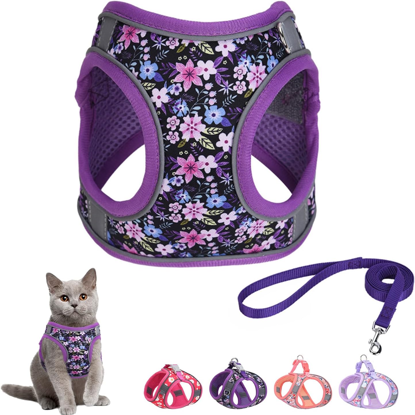 Step in Dog Harness and Leash Set, Flower Adjustable Easy Walk Puppy Harnesses, Soft Mesh No Pull Pet Vest Harness for Small Dogs and Cats(Strawberry, XS) - Image 15