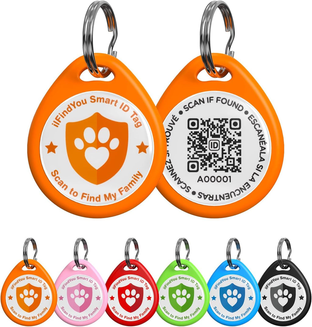 Comparison view of the lightweight ABS pet tracking tag on both large and small domestic dogs.