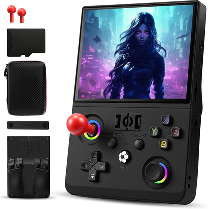 Uytgxen R36max 2 Retro Handheld Game Console front view black color
