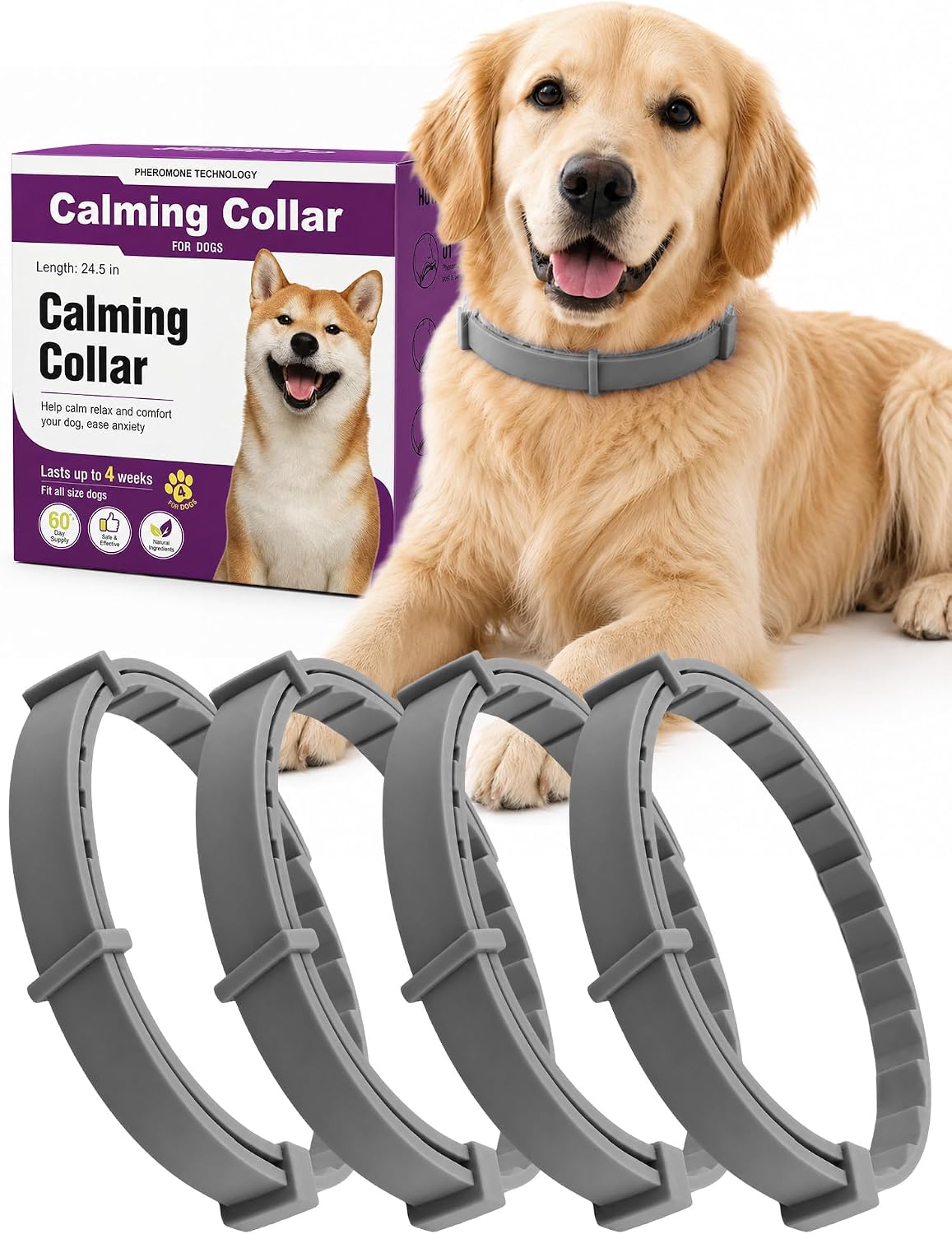 Calming Collar for Dogs 4 Pack, Waterproof Dog Calming Collar for Anxiety and Stress Relief, Long-Lasting 60-Day Pheromone Collars for Dog, Adjustable for Medium Big Dogs (Purple, Large) - Image 10