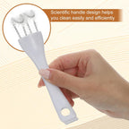 Long handled cage cleaner brush scrubbing tight wire corners and perches in a bird enclosure