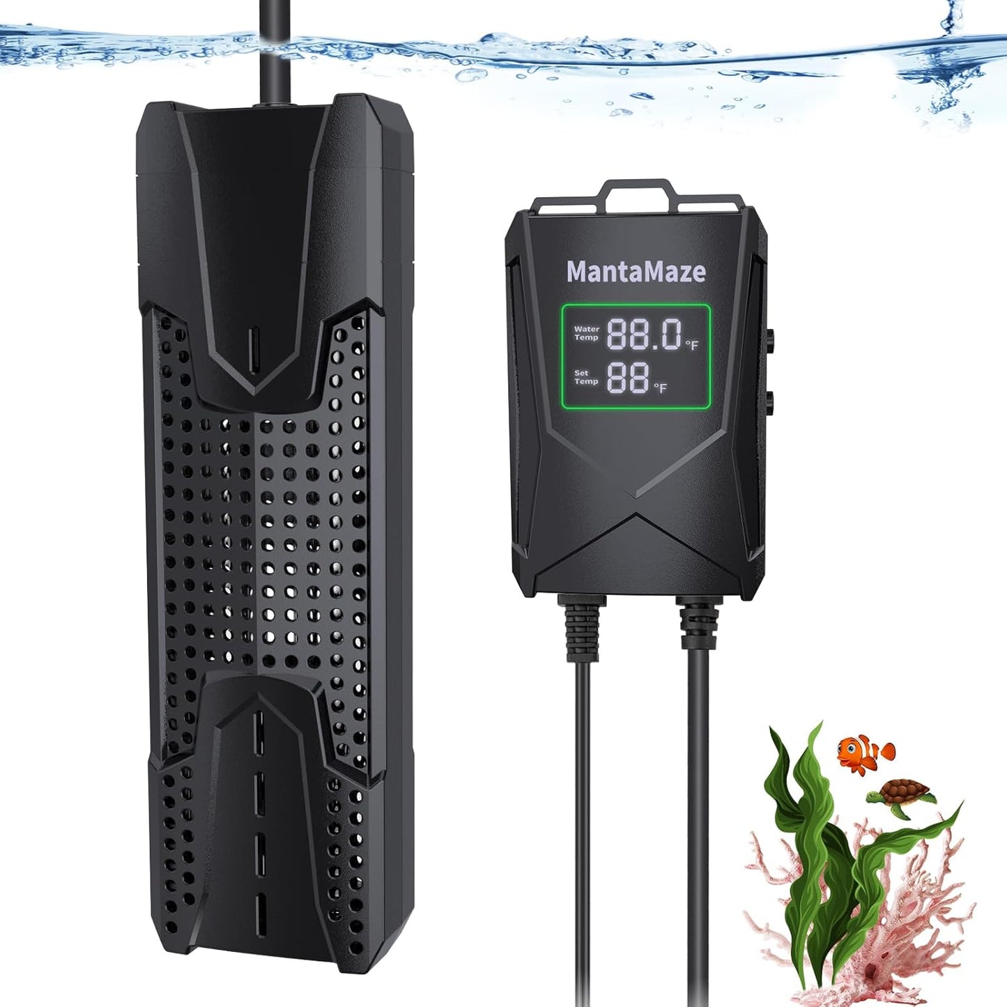 Aquarium Heater 300W/500W/800W/1000W for 20-300 Gal, Fish Tank Heater with Intelligent Leaving Water Automatica Stop Heating and Overheating Protection, for Freshwater & Saltwater - Image 10