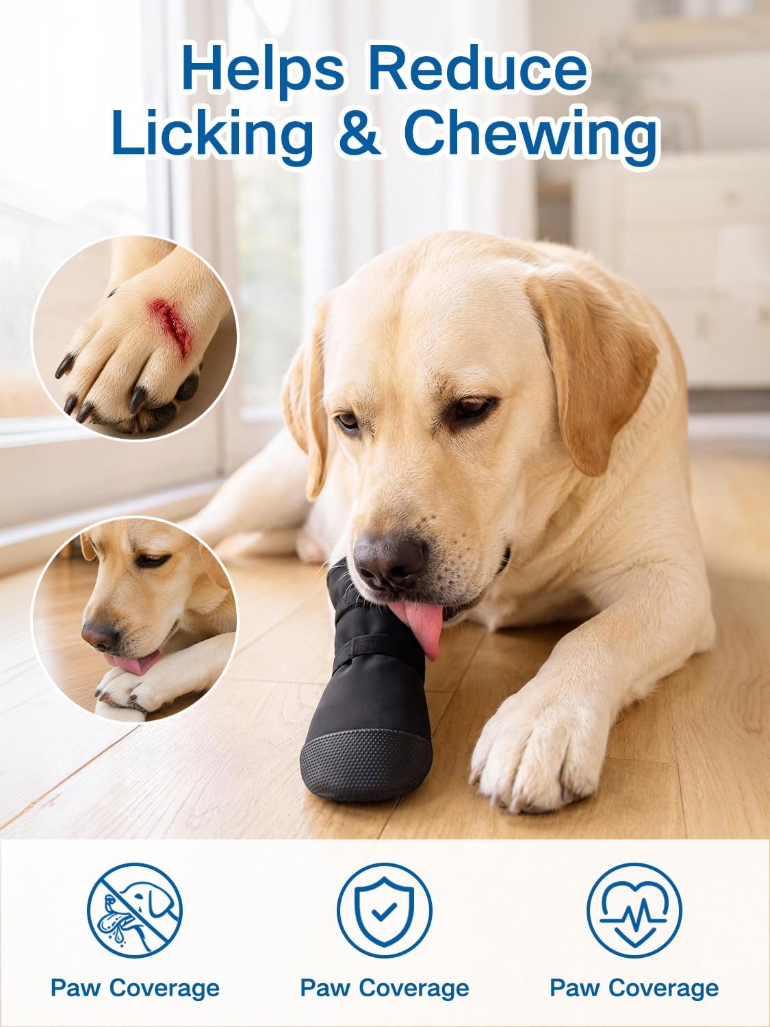 Dog Booties to Prevent Licking,Recovery Boots for Dogs,Non-Slip Dog Shoes & Paw Protectors for Indoor Outdoor Walking,Dog Socks,paw Covers for Small/Medium/Large Dogs,2 Pack (L) - Image 2