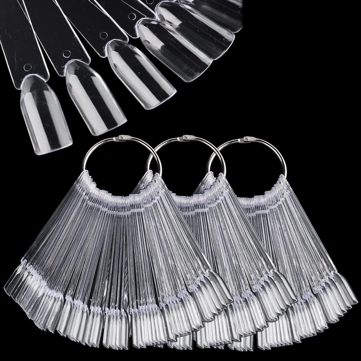 Fcozpjk 150 pieces clear nail swatch sticks with metal ring front view