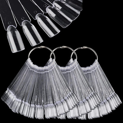 Fcozpjk 150 pieces clear nail swatch sticks with metal ring front view