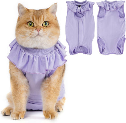 Avont Cat Recovery Suit - Kitten Onesie for Cats After Surgery, Cone of Shame Alternative Surgical Spay Suit with Ruffles for Female Cat, Post-Surgery or Skin Diseases Protection -Pink (L) - Image 9