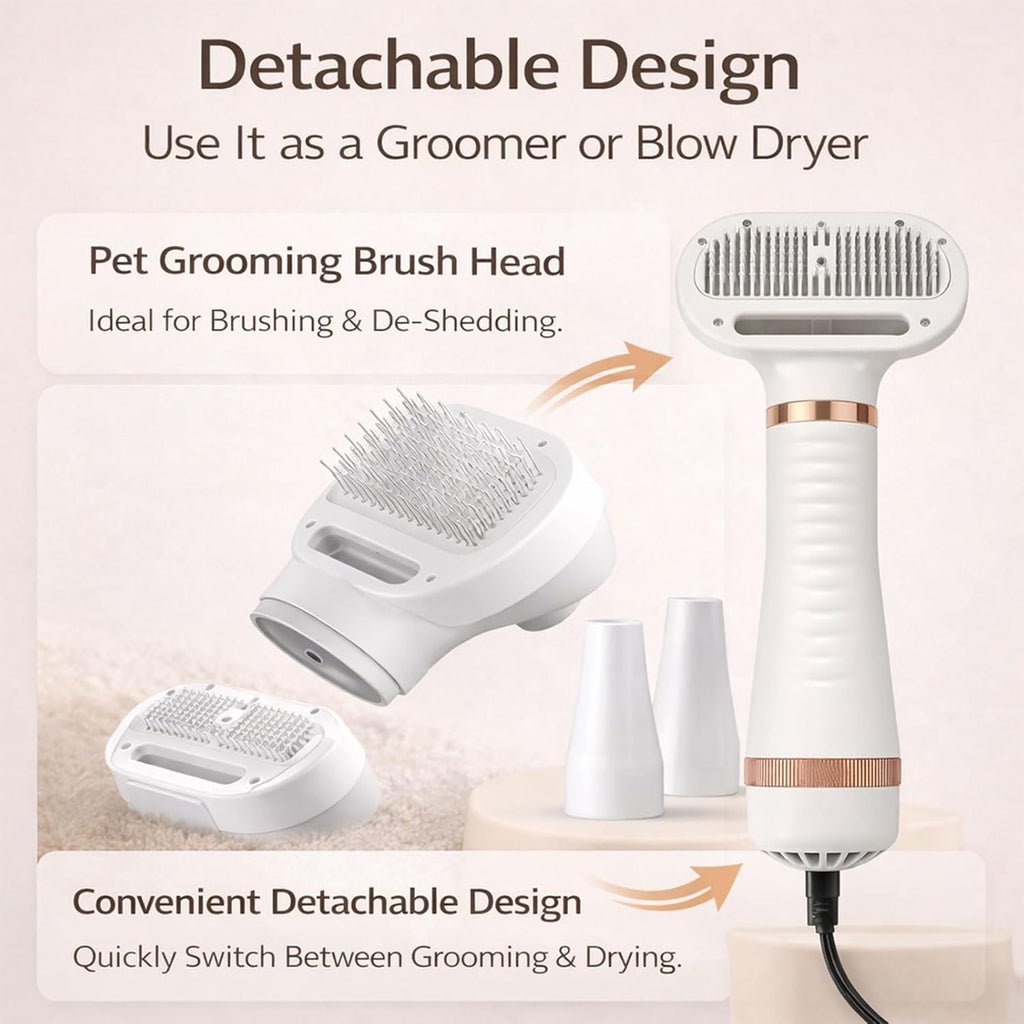 Pet owner using Lumutata steam brush on a dog