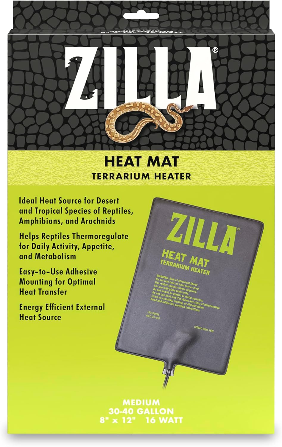 Zilla Heat Mat, Terrarium Heater for Reptiles, Snakes (Ball Pythons, Corn Snakes), Leopard Geckos, Tortoises, Amphibians and Arachnids, Small, Fits 10-20 Gallon, 8 Watt - Image 13