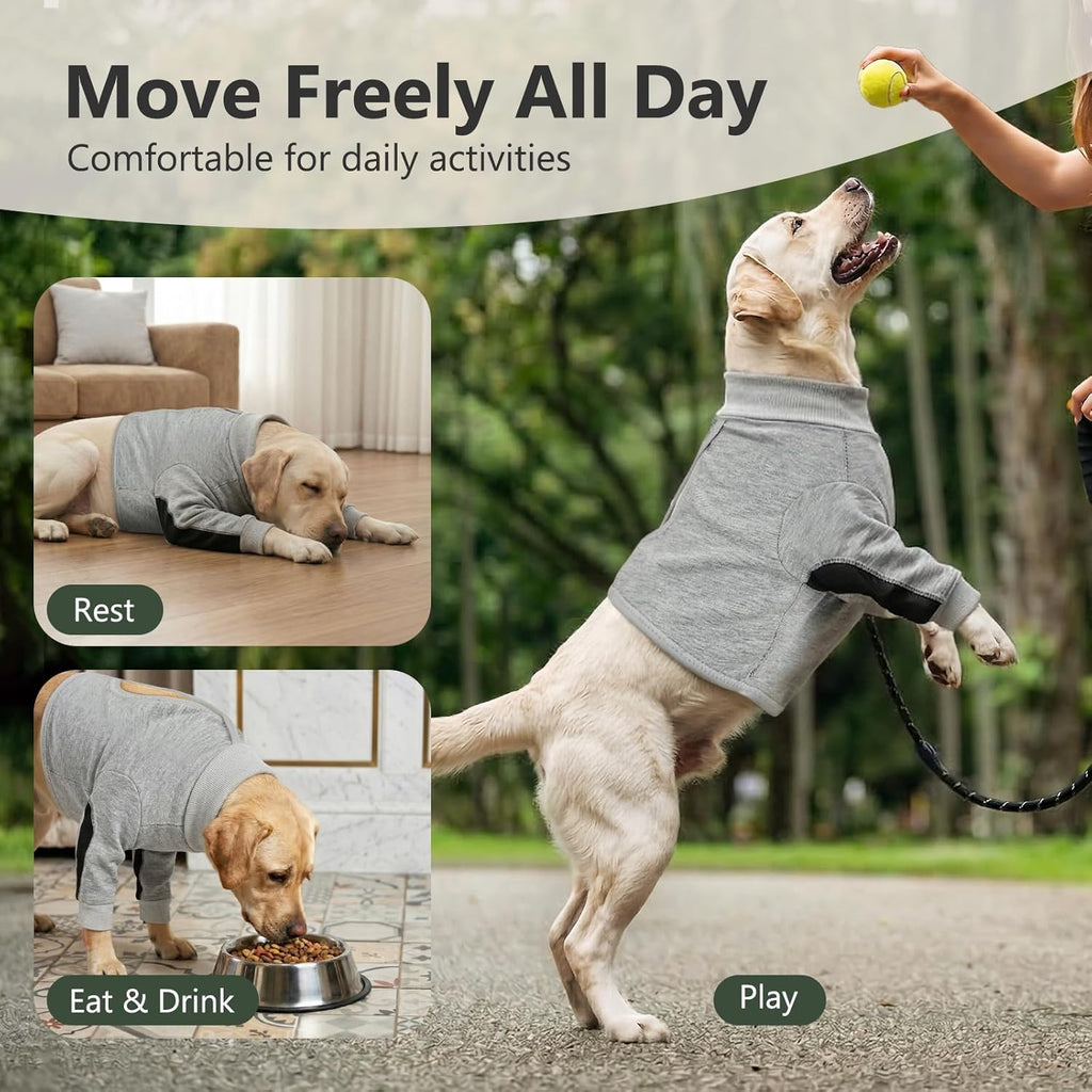 Pawfun recovery suit flat lay showing fabric texture
