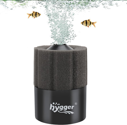 Hygger aquarium sponge filter front view showing dual filtration layers for small fish tanks.