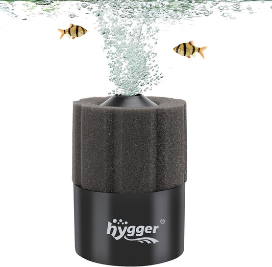 Hygger aquarium sponge filter front view showing dual filtration layers for small fish tanks.