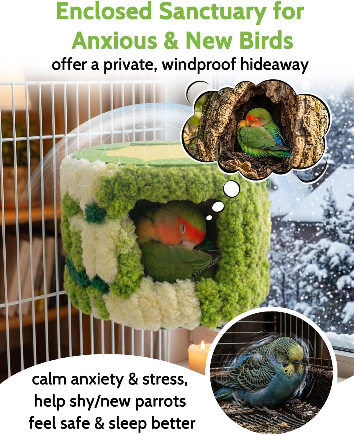 Bird Nest for Cage with Support Frame & Pad, Foot-Friendly Felt - Image 6