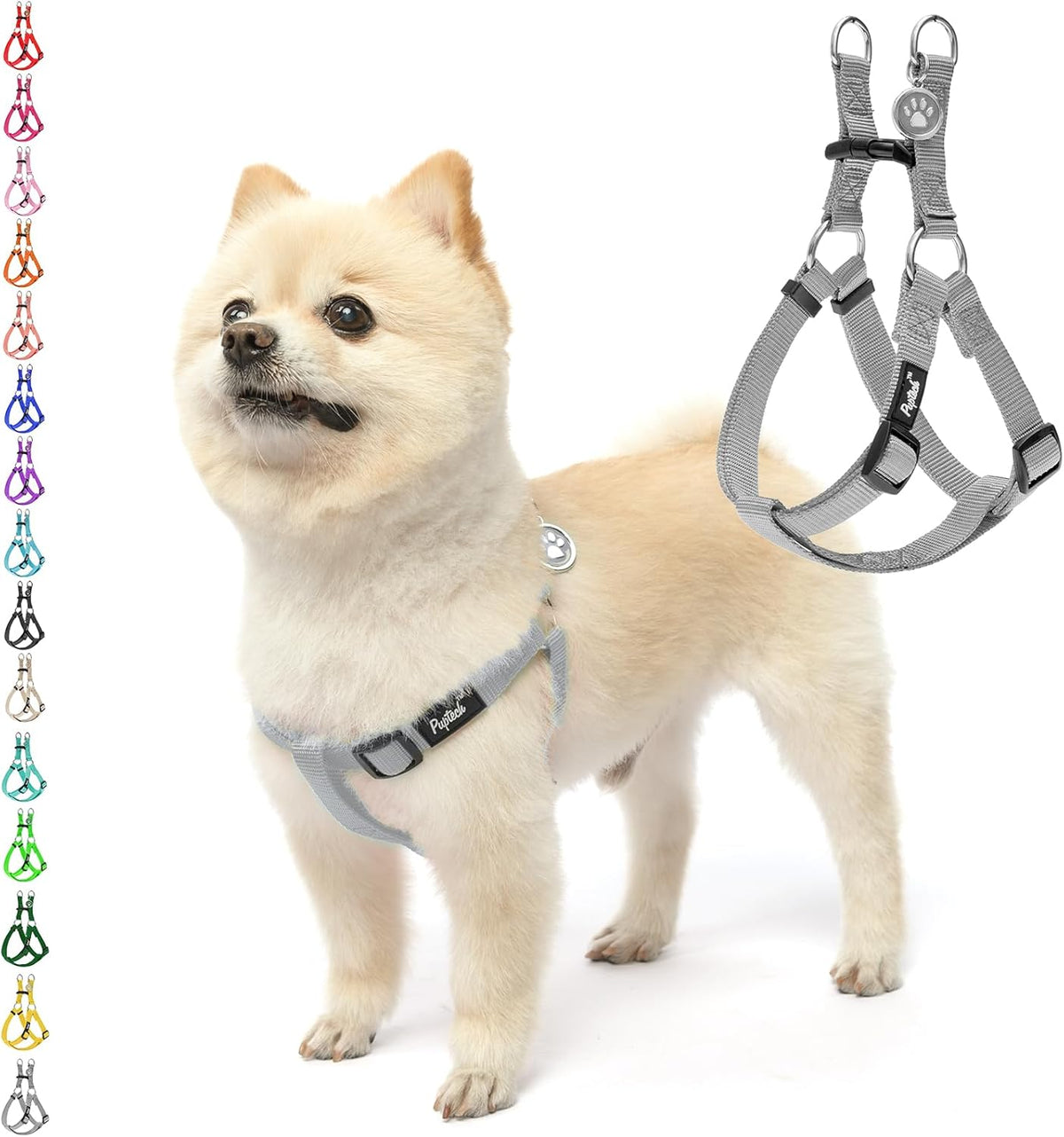 PUPTECK No Pull Dog Harness Soft Adjustable Basic Nylon Step in Puppy Vest Outdoor Walking with ID Tag Medium - Image 13
