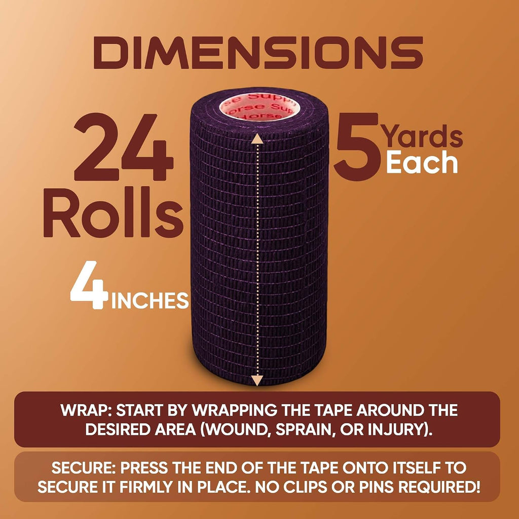 Full 24 roll pack of Prairie Horse Supply athletic tape