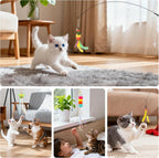 Door hanging elastic caterpillar toy dangling for kitten exercise.