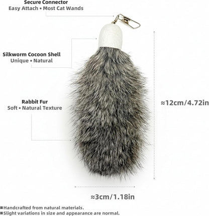 Silent interactive cat wand replacement heads made of real fur close up