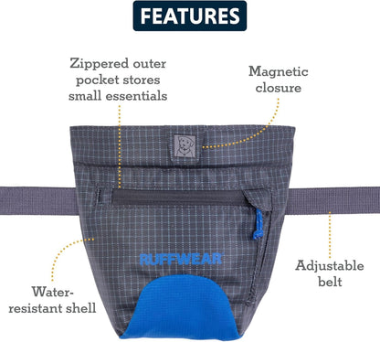 Premium dog walking treat pouch featuring zippered essentials front pocket
