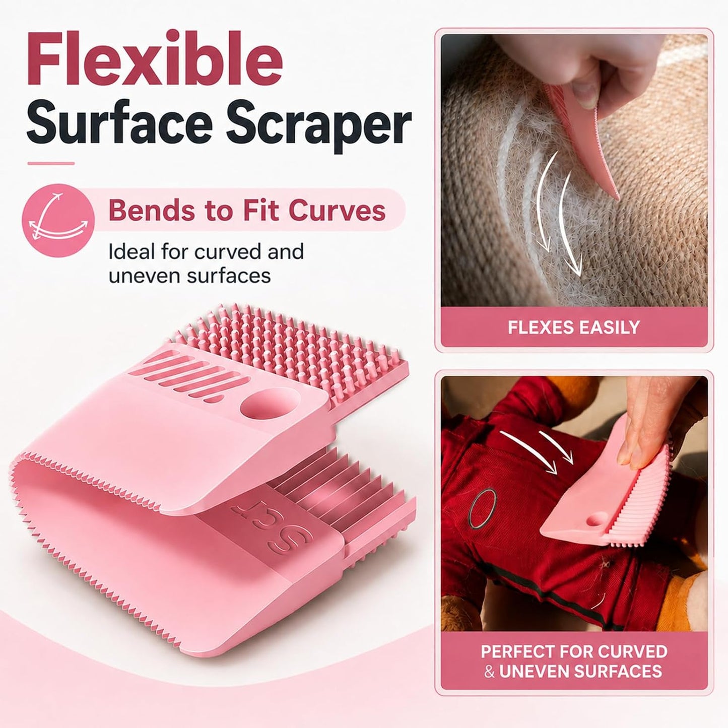 Using Hemzy grooming brush on cat hair on a sofa surface
