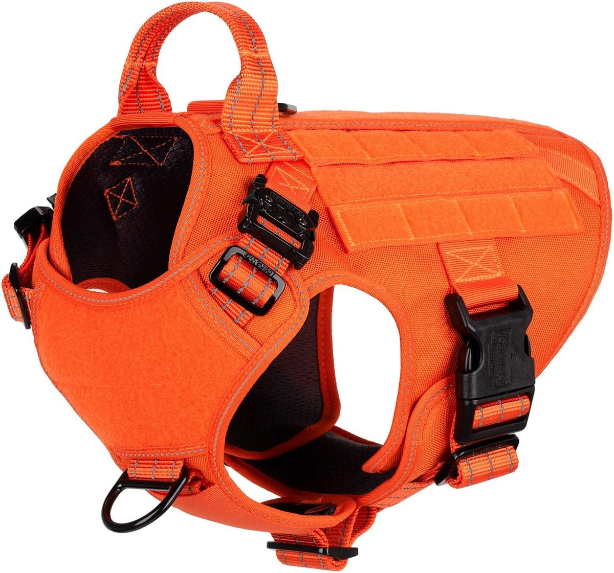 Icefang dog harness hook and loop patch area