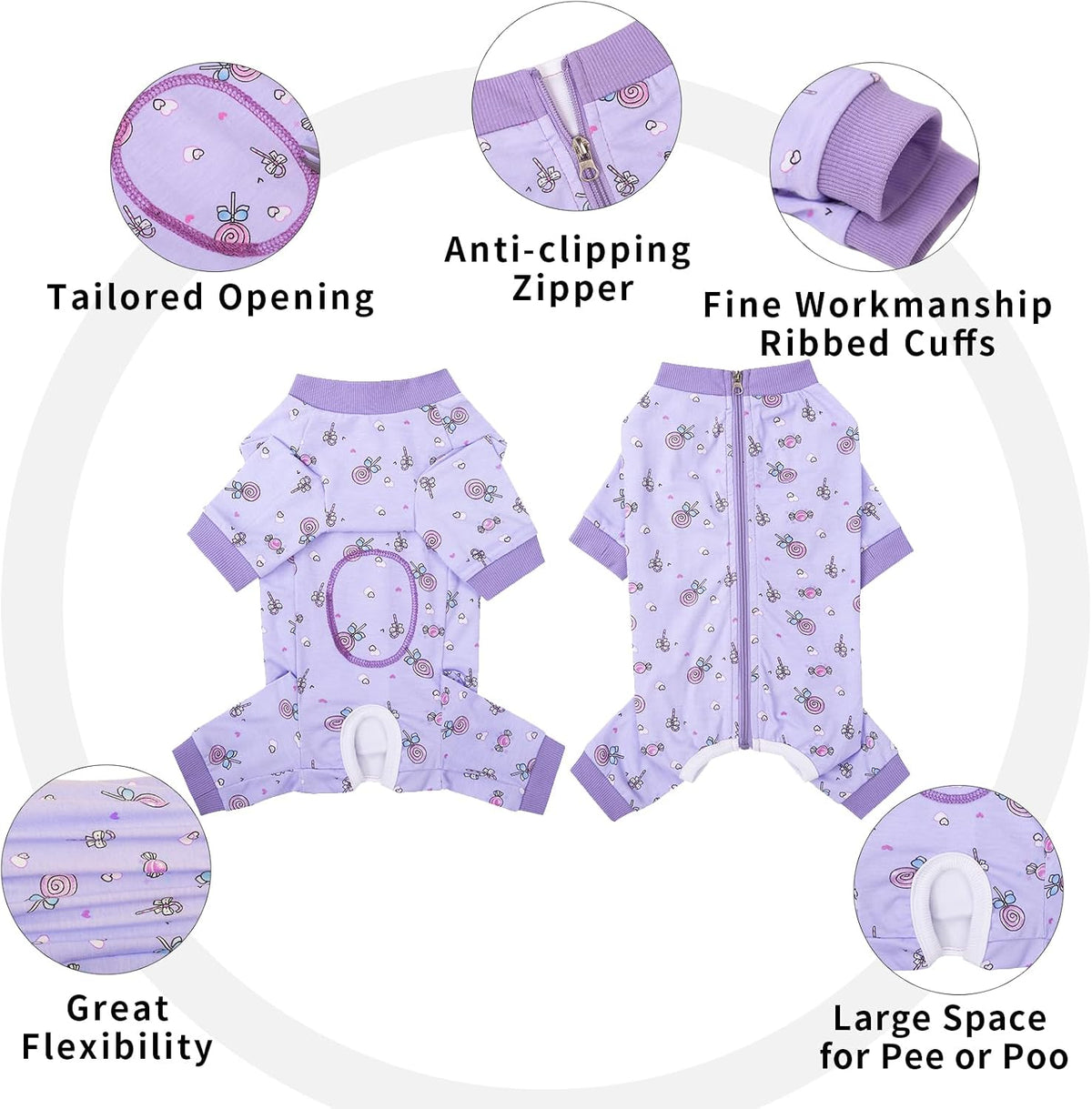 AITOLI cat recovery suit close up of breathable high elastic cotton material