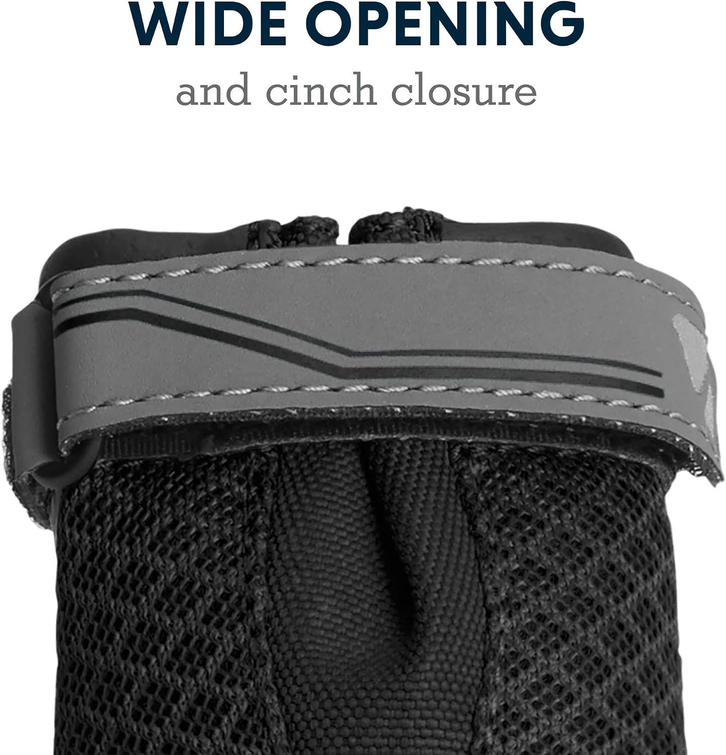 Adjustable hook-and-loop strap detail on dog boots