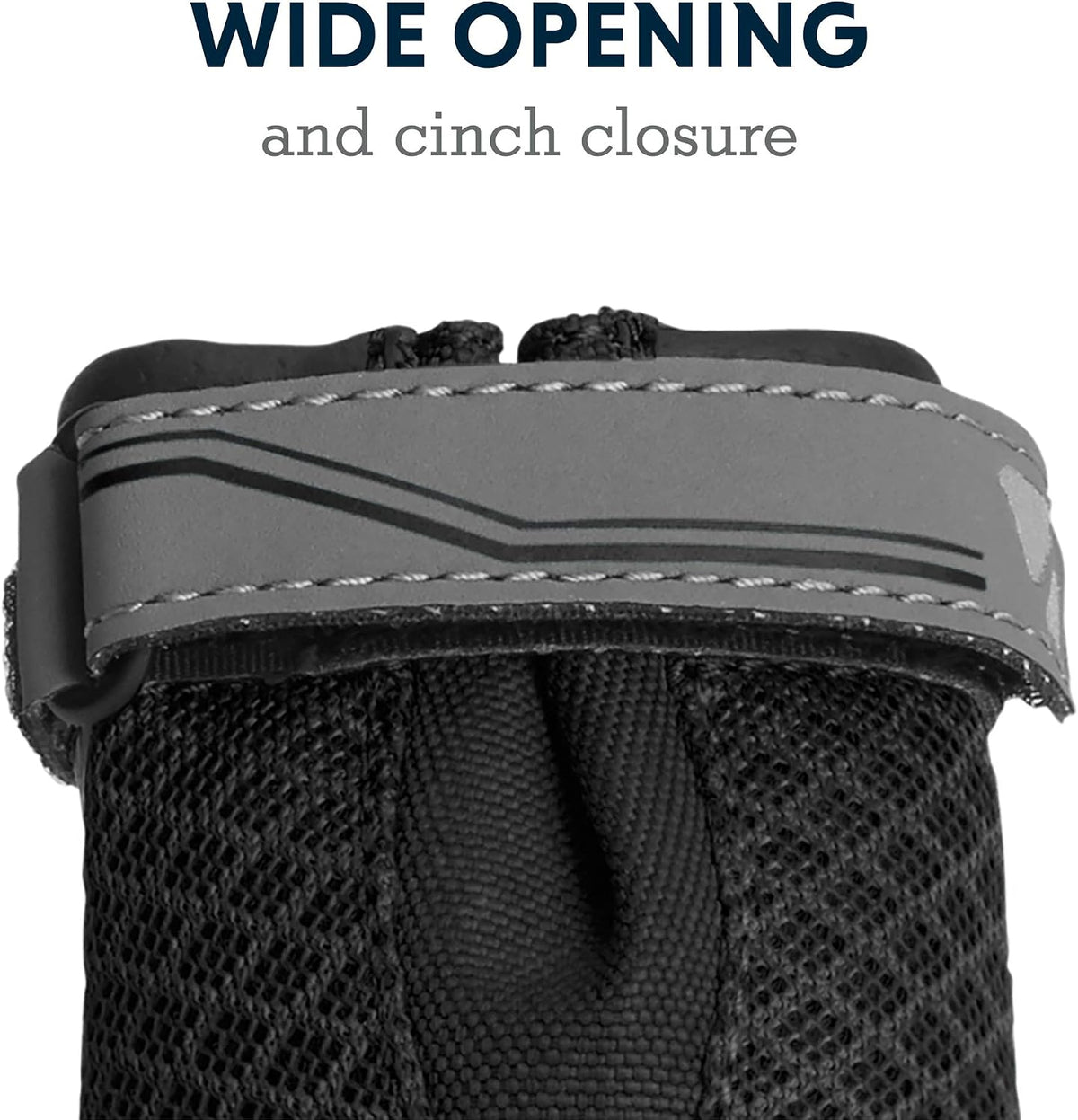 Adjustable hook-and-loop strap detail on dog boots