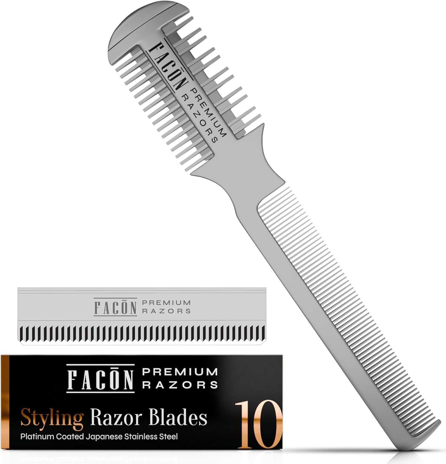 Facon professional hair razor comb kit with stainless steel handle