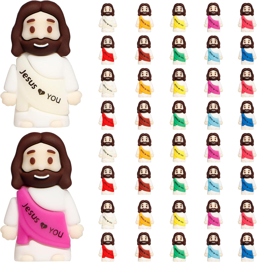 Ajabavbd 40 piece little jesus figures bulk front view showing ten vibrant colors grouped together.