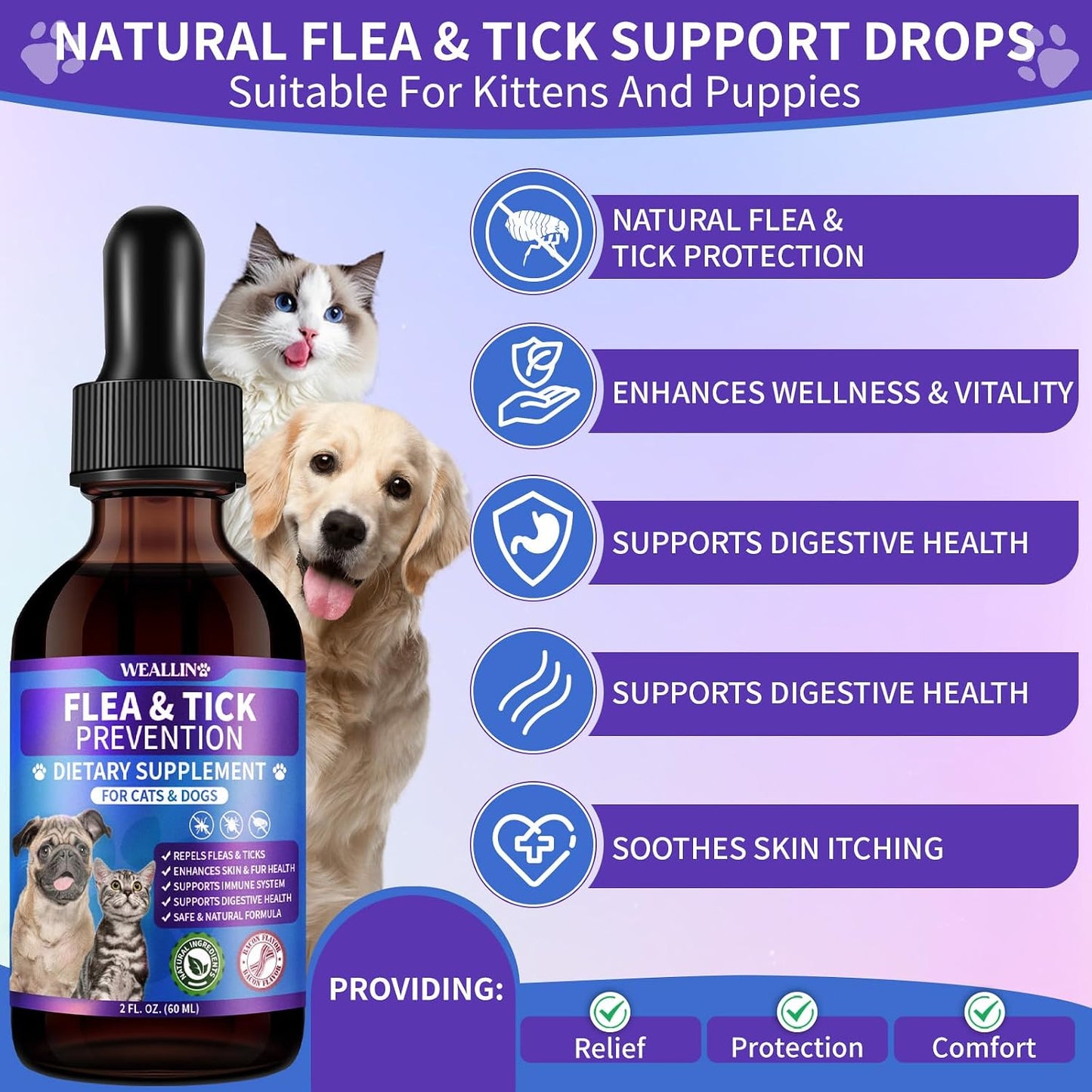 WEALLIN natural pet oral supplement for flea defense packaging details