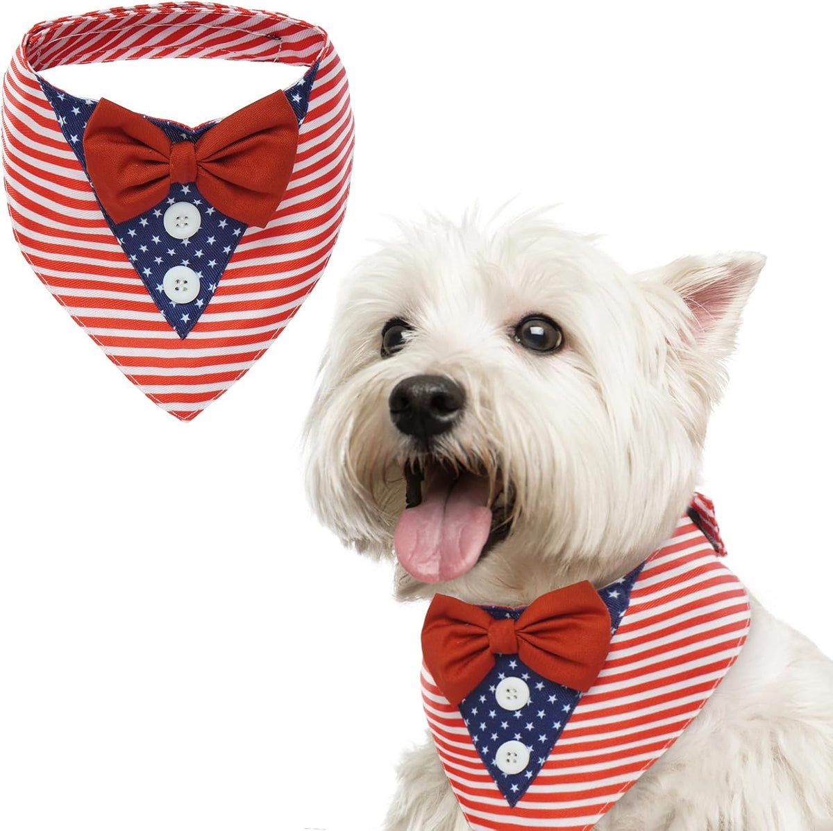 FUAMEY Dog Tuxedo American Flag for Medium Dogs,Dog Formal Suit Dogs Attire Pet Bow Tie Puppy Party Costumes Cat Tux Outfits Pets Bandana Cosplay Adjustable Bowties 4th of July Independence Day M - Image 13