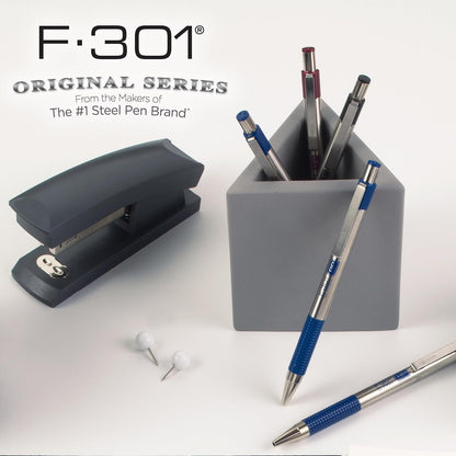 Zebra Pen F-301 Ballpoint Blue Ink Fine Point 0.7mm Pen, Easy-Glide Ink, Stainless Steel Retractable, Non-Slip Grip, Professional Design, Ideal for Office, Journal and Planner Use, 2-Pack (27122) - Image 5