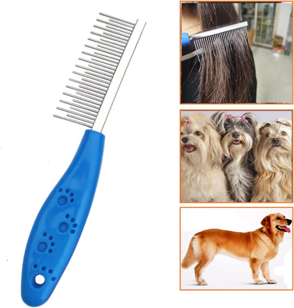 Premium pet shedding brush with rounded pins for safe undercoat hair removal