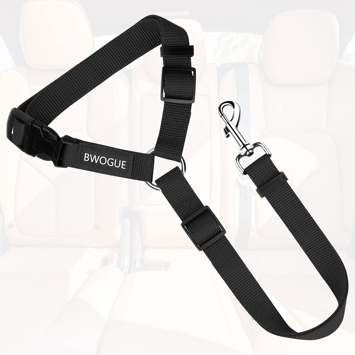 Bwogue adjustable black nylon pet safety harness strap