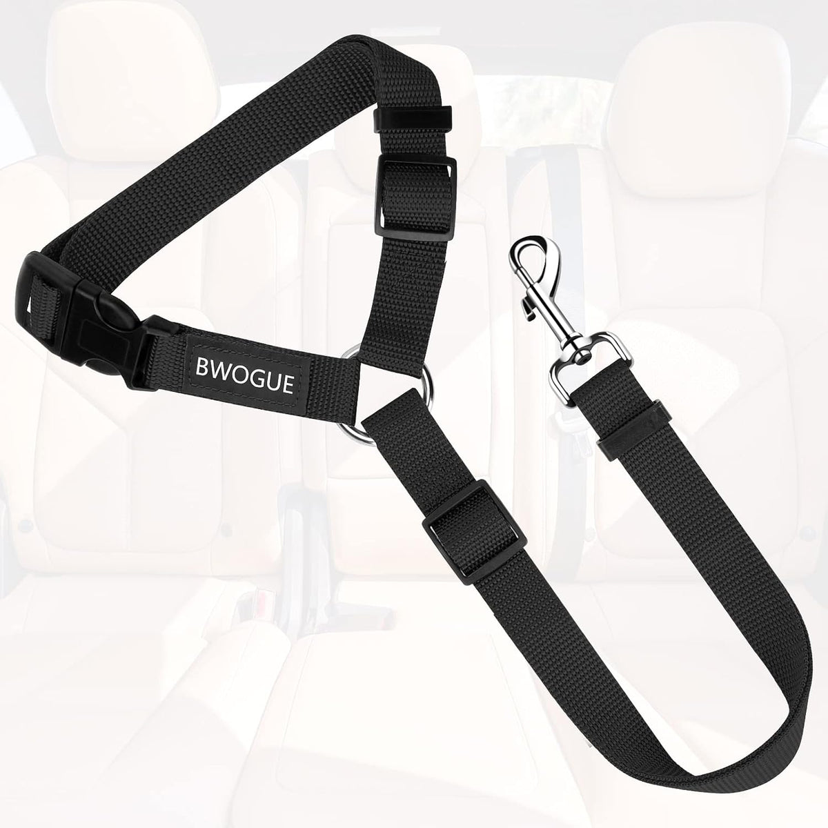 Bwogue adjustable black nylon pet safety harness strap