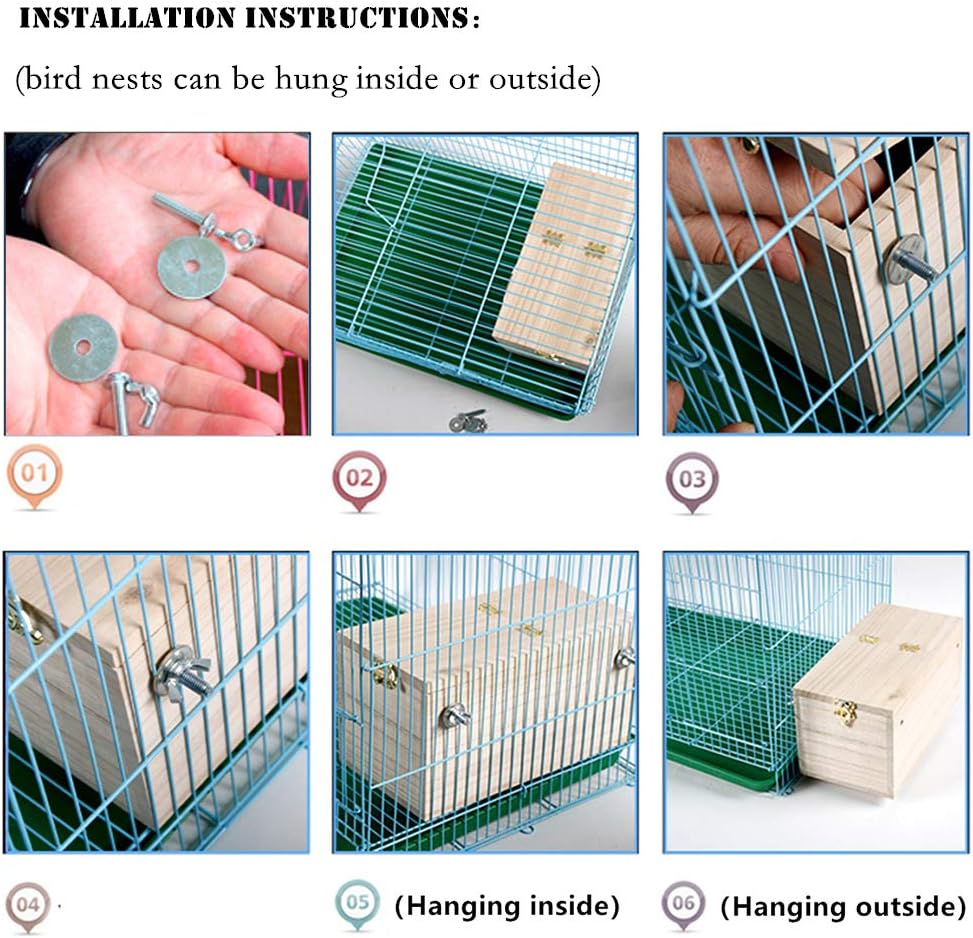 YJJKJ Wood Parakeet Nest Box with Natural Nesting Pads, Breeding Bird Cage House for Lovebirds Cockatiel Parrotlets Budgerigar Small Parrot - Image 7