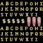 Qiipii gold letters dollar sign nail charms front view set