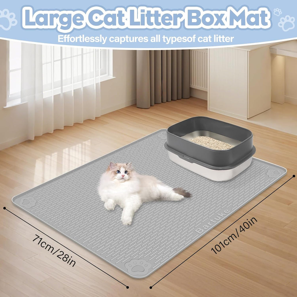 Grey non slip kitty litter trapping tray mat