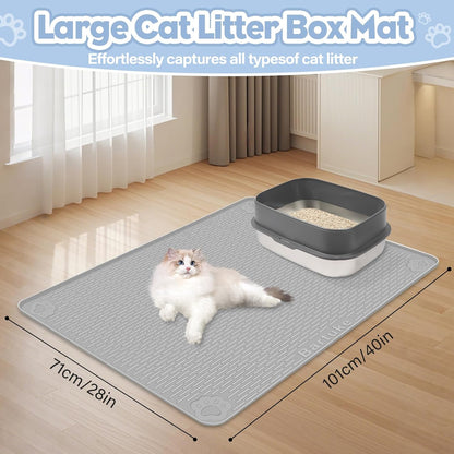 Grey non slip kitty litter trapping tray mat