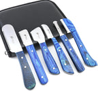 Ergonomic blue wood handle pet grooming knives for deshedding