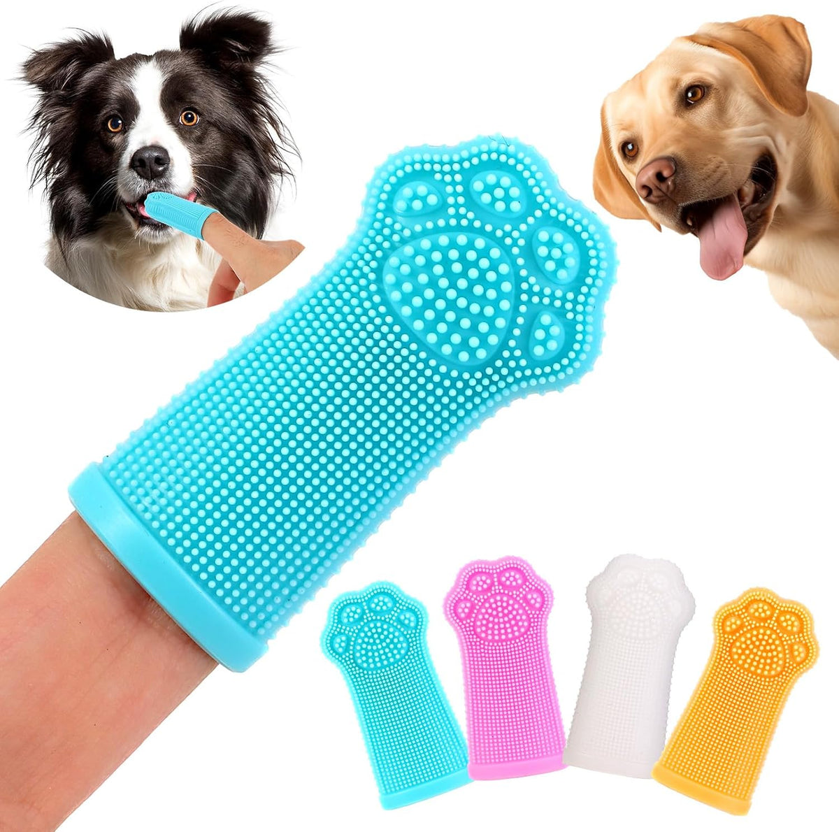 Dlnope dog finger toothbrush 4-pack set for pet dental care