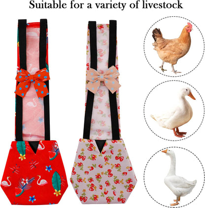 Flamingo pattern pet hen clothing with decorative bow tie details