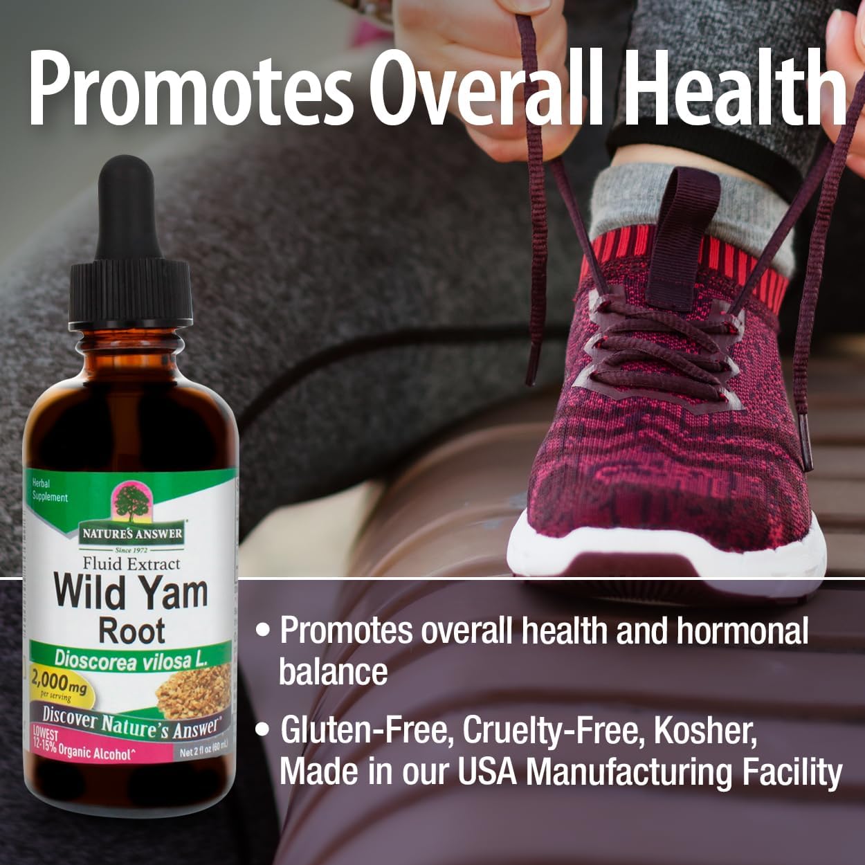 Nature's Answer Wild Yam Root 2 fluid ounces dropper bottle presentation