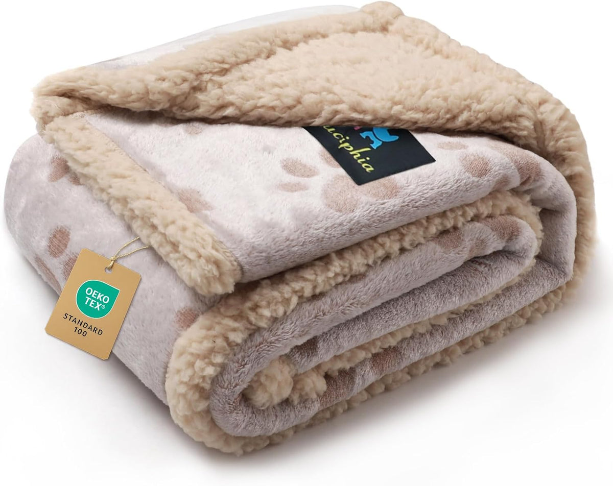 Luciphia Waterproof Pet Blankets for Couch Sofa Bed Cover Cat Liquid Pee Proof Washable Soft Fluffy Large Dog Blanket Reversible Furniture Protection Puppy Grey Paw Thicken Small40" x 28" - Image 12
