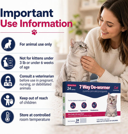 Close up view of the chicken flavored chewable tablets for cat deworming