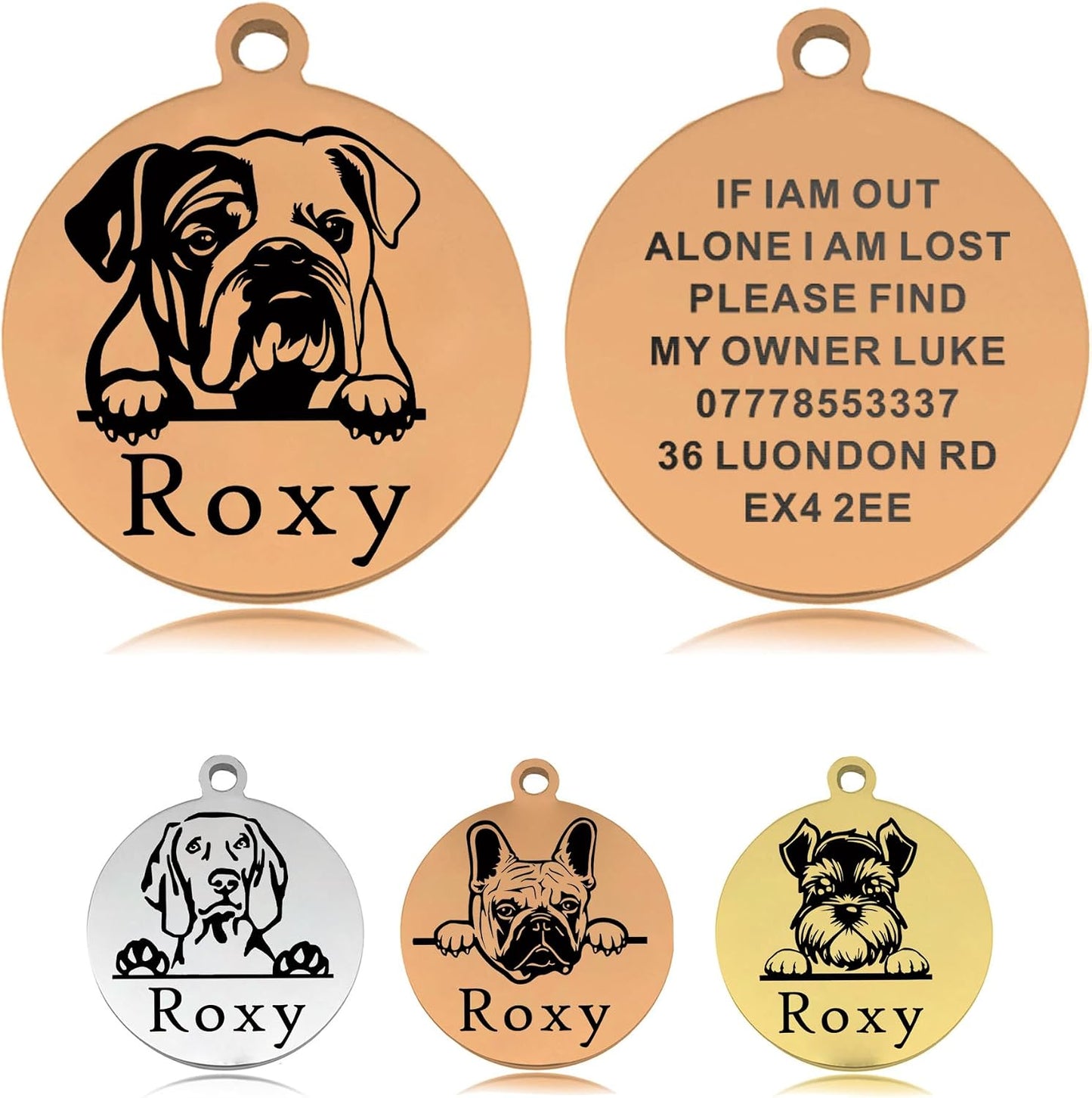 Dog Tags Personalized for Pets Dog Name Tags Personalized Custom Dog Tag Stainless Steel Dog ID Tags for Puppy Dogs (Silver L, Round) - Image 11