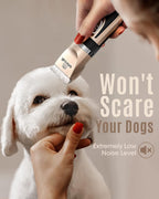 Oneisall pet hair trimmer showing the integrated digital LCD battery percentage screen.