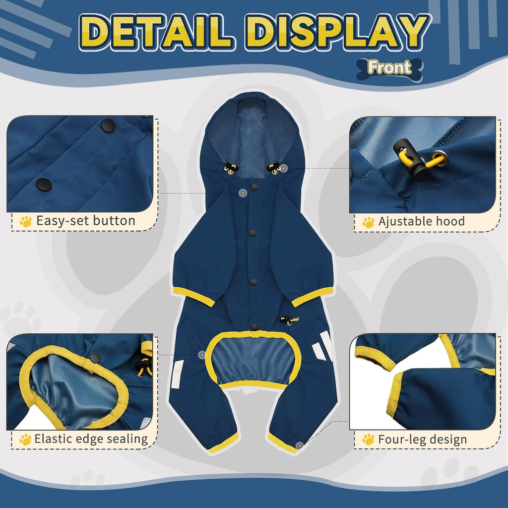 Reflective dog raincoat for small and medium dogs safety features