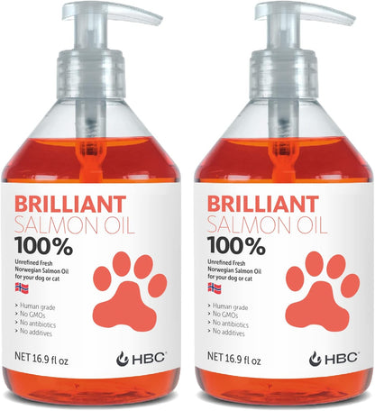 Brilliant Norwegian Salmon Oil for Dogs, Cats, Horse, Ferret - Pure Omega 3, 6 & 9 Fish Oil Food Treats Supplement for Natural Coat, Immune Support, Itchy Skin, Joint & Brain Health - 40 Oz - Image 10