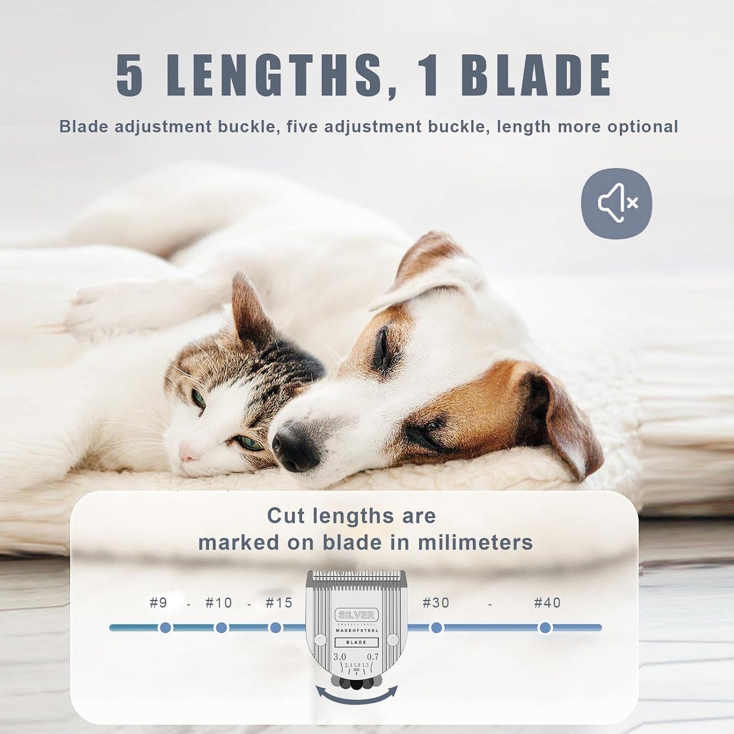 Close up view of the adjustable dial on dog grooming blades